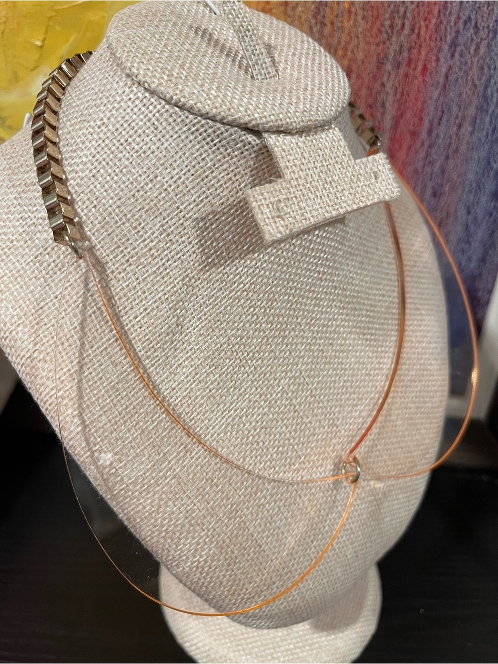 Clear Pink Peter Pan Collar Bib Necklace with Gold Tone Chain